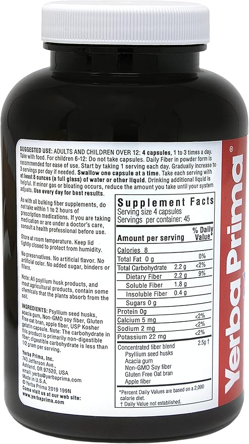 Yerba Prima Daily Fiber Caps 180 Capsules, 4) -