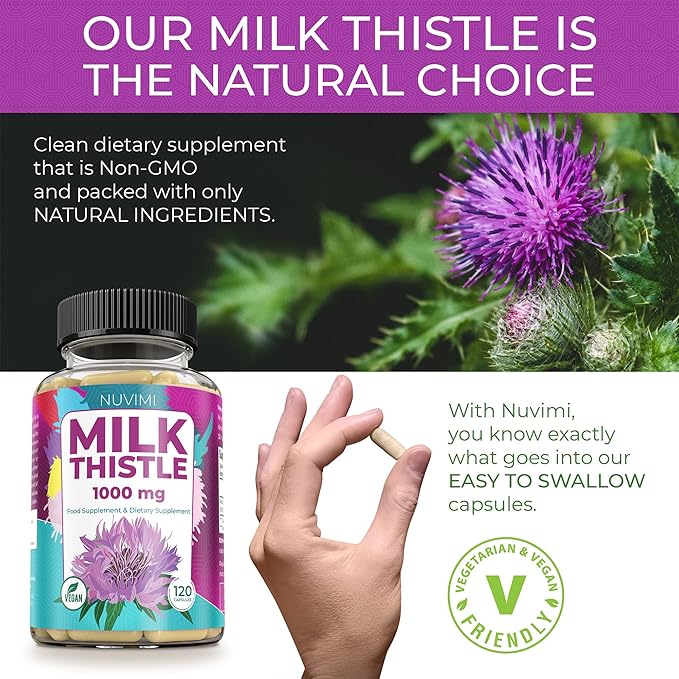 Milk Thistle 1000 mg 80% Silymarin 120 Vegan