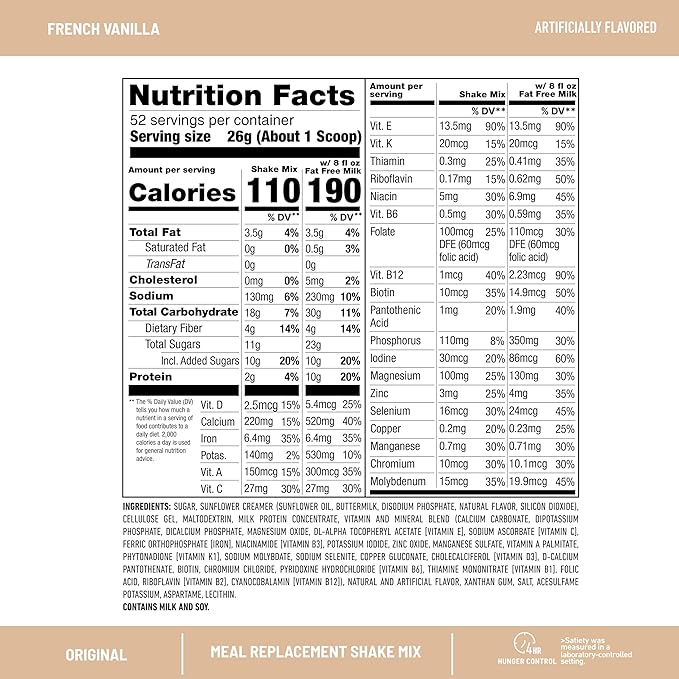 SlimFast Meal Replacement Powder, Original French 10g of 52 Servings