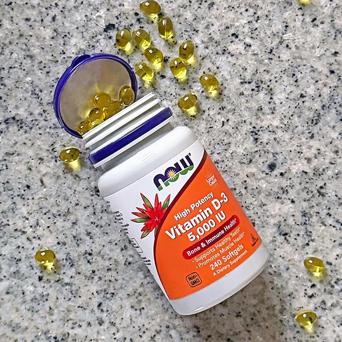 NOW Foods Supplements, Vitamin D-3 5,000 IU, High Potency, Structural Support*, 240 Softgels