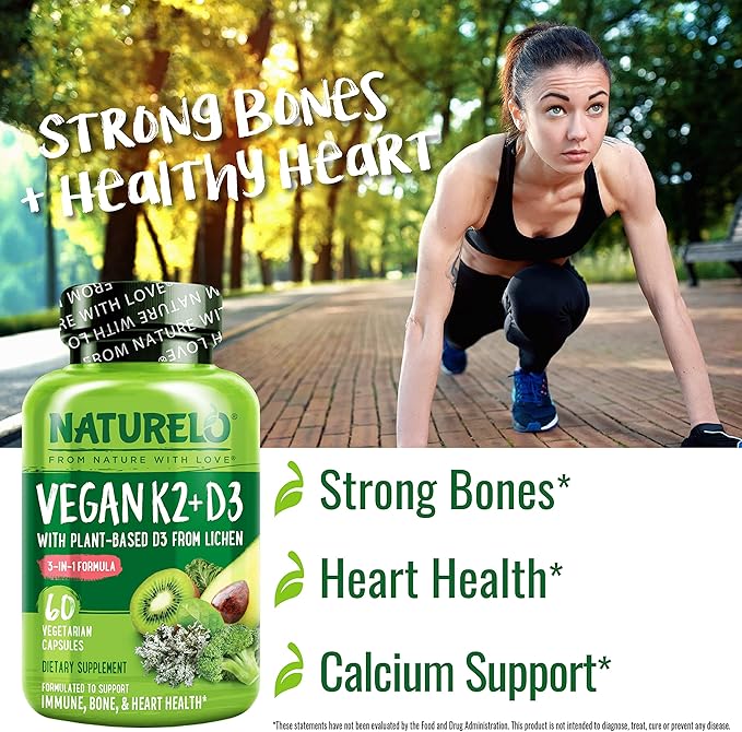 NATURELO Vegan K2+D3 D3 from D3 Supplement (60 Count 1))