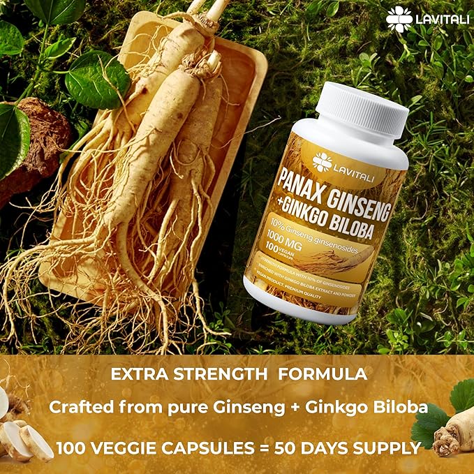 Ginseng & Ginkgo Biloba 100 Veggie 100% Natural