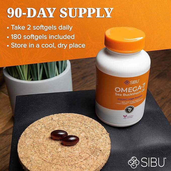 sibu Omega-7 Softgels, Premium Organic Himalayan (180ct, 90 90 Day
