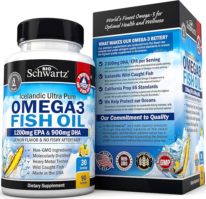 Omega 3 Fish Oil Supplement 1200mg EPA 900mg DHA 90 Softgels