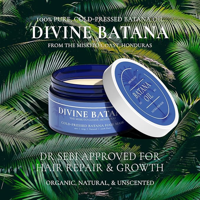 100% COLD-PRESSED (Unscented) Batana Oil - Thicker, Fuller Hair! Fights Thinning & Promotes Growth. A Hair & Scalp 'SUPERFOOD'! Repairs Damage & Rich in Vitamin E.