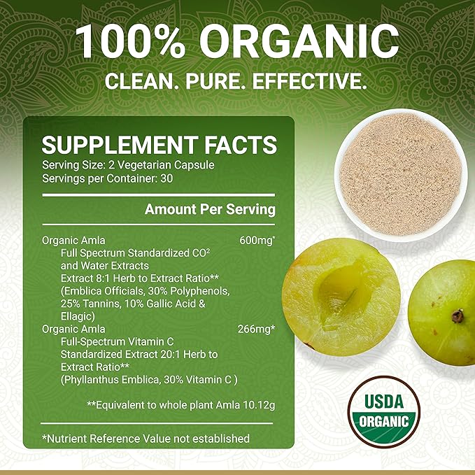 Organic Amla Capsules – Vitamin C 60 Amala