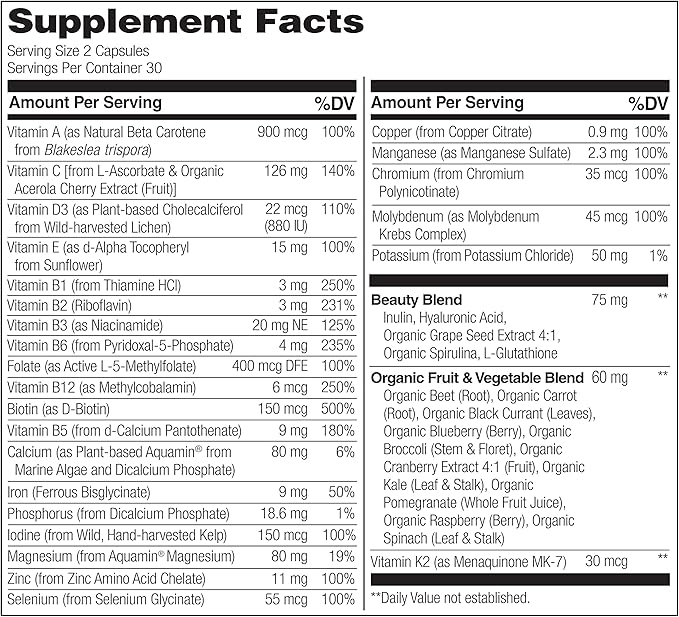 NATURELO Whole Food Multivitamin with Extra 60 Vegan