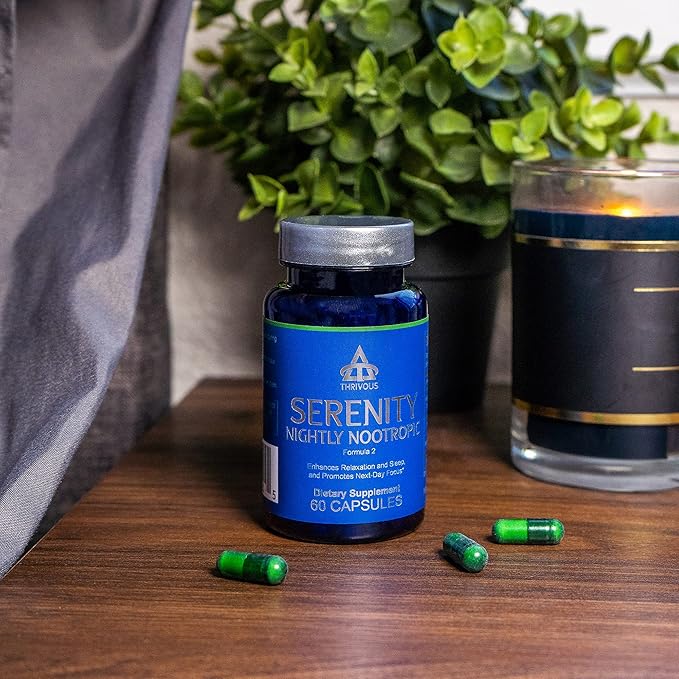 Thrivous Serenity - Natural Sleep Aid 5mg Melatonin 200mg L-Theanine 30 High 60 Capsules