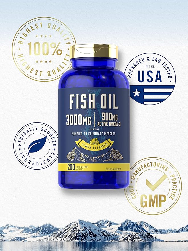 Carlyle Fish Oil 3000mg 900mg Omega 3 | 200 Softgels