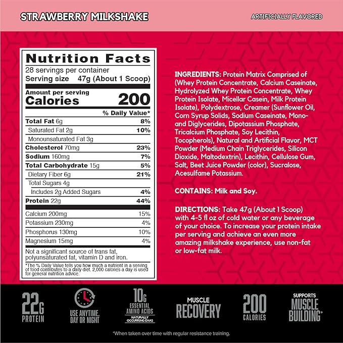 BSN SYNTHA-6 Whey Protein Powder, Strawberry 28 Servings