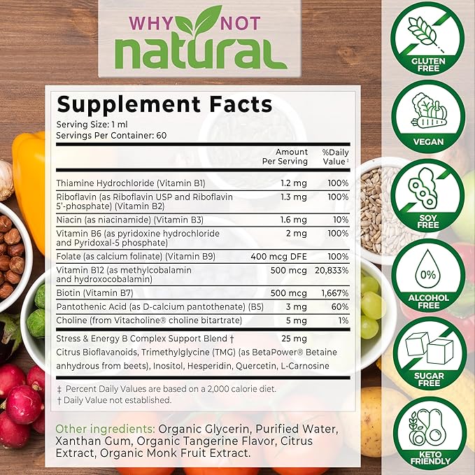 Why Not Natural Vitamin B Complex B1 B2 B2 B3 B3 B5 B5 B6 B6 Biotin