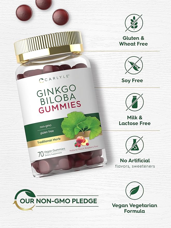 Carlyle Ginkgo Biloba 300mg 70 Gummies 45:1 Leaf