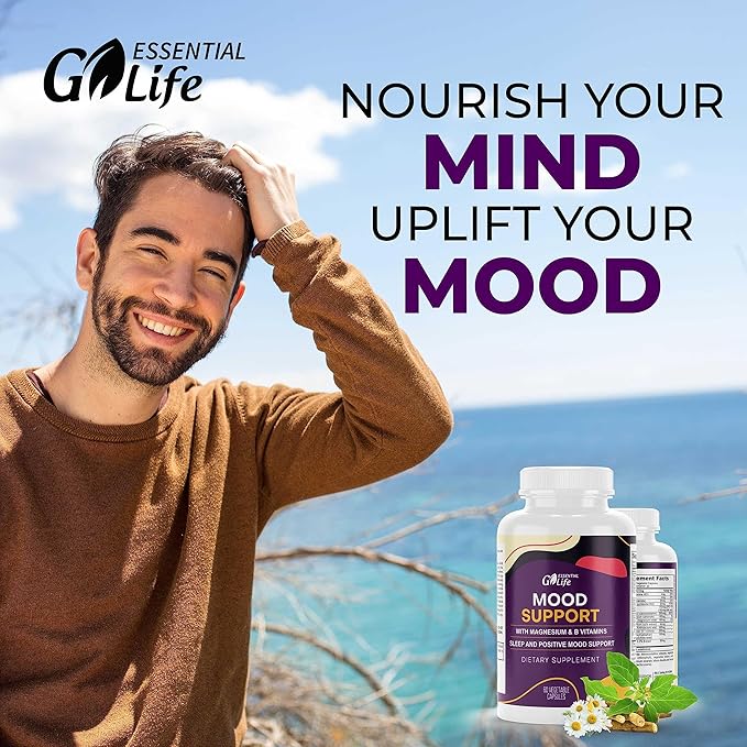 Mood Support Supplement 5-HTP, Vitamin B6-B12, and 60 Capsules