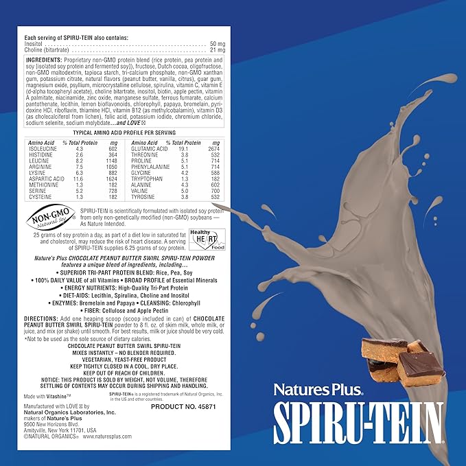 Natures Plus SPIRU-TEIN Shake 2.3 lbs, 34 Servings