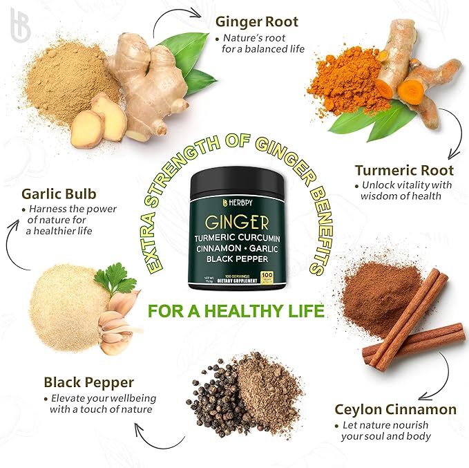 5in1 Ginger Supplement 7550mg with Ceylon 100 Vegan