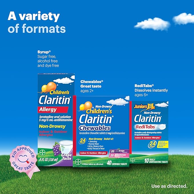 Claritin Children’s Chewables, 24-Hour Non-drowsy Kids 40 antihistamine