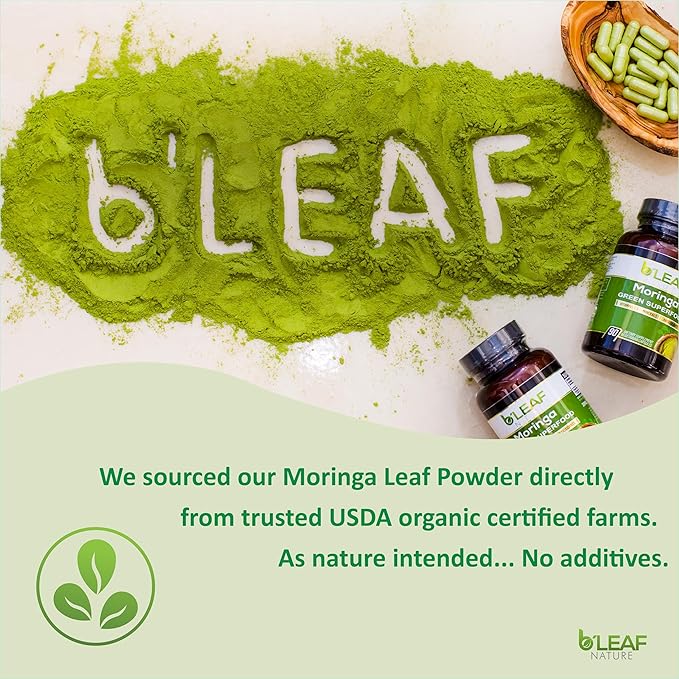 B’Leaf Nature Pure Organic Moringa Oleifera 1000mg - 180 Capsules