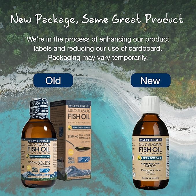 Wiley's Finest Wild Alaskan Fish Oil Omega-3 Liquid 2300mg EPA Omega-3s - 8.45 Oz (50 Servings)