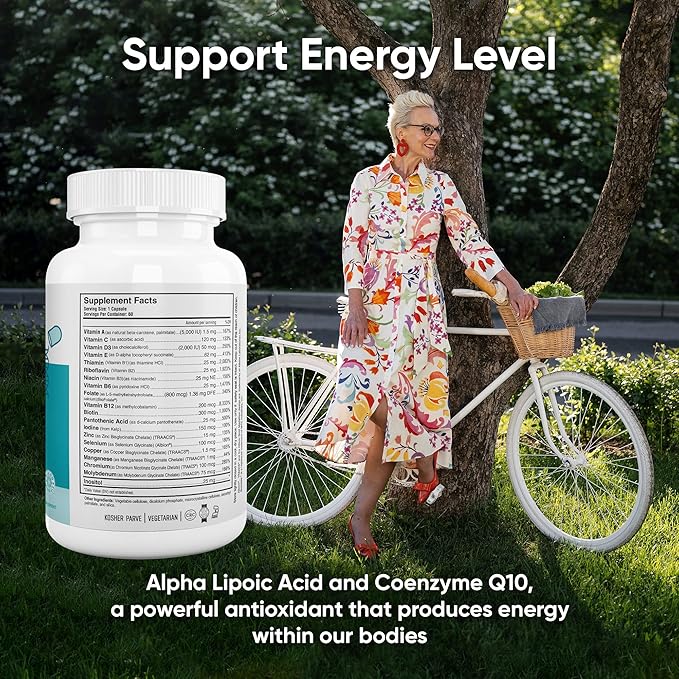 Nutri Supreme Active 50 Plus, CoQ10, Lutein, ALA, and Turmeric, Advanced Formula for Healthy Aging and Vitality, 120 Vegetable Capsules