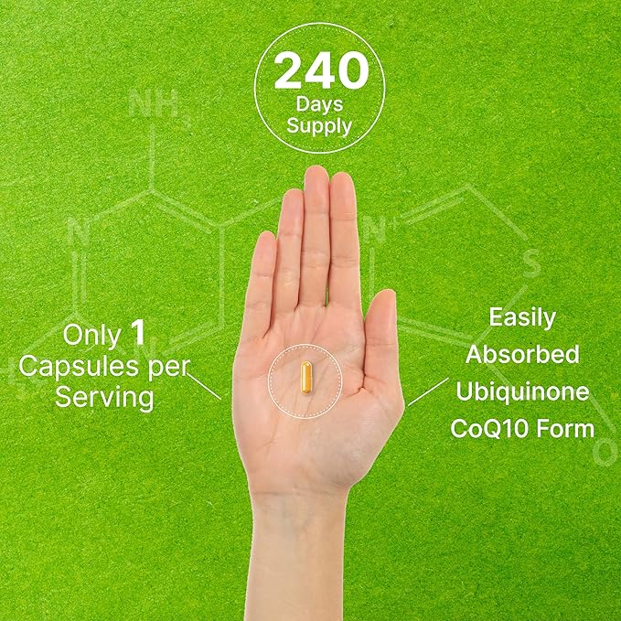 CoQ10 100mg, 240 Capsules – 3 Fatty 100mg – Q10 Supplements