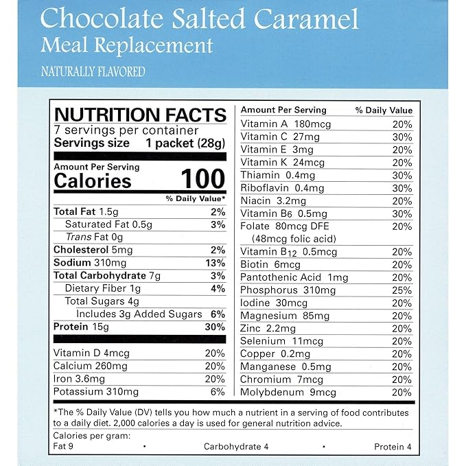 Chocolate Salted Caramel Aspartame Free Pudding/Shake 7/Box