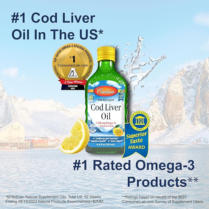 Carlson - Cod Liver Oil, 1100 Omega-3s, Liquid 250 ml
