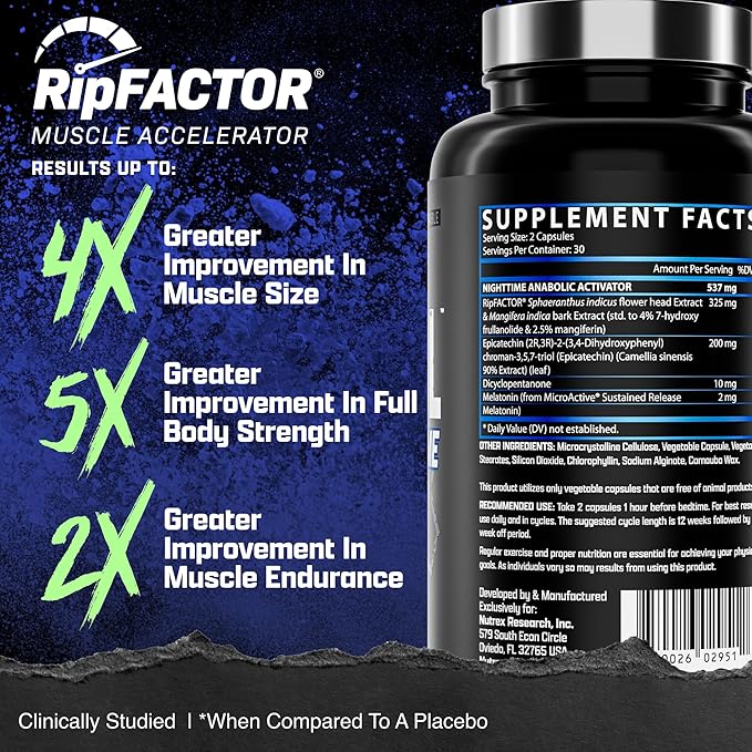 Anabol PM Nighttime Muscle Builder & Sleep Aid | Anabolic Muscle Building Supplement | Clinically Researched RIPFACTOR, Epicatechin & More | Post Workout Muscle Recovery & Strength – 60 Pills
