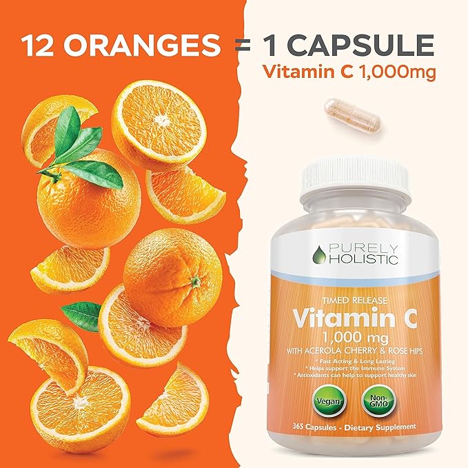 Purely Holistic Vitamin C 1000mg, 365 12 Month 2 Stage