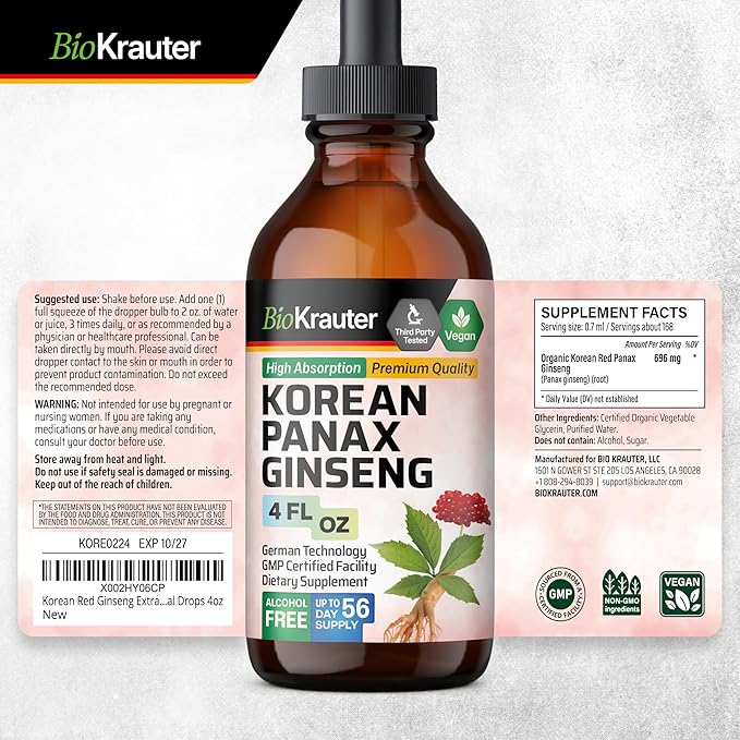 MAUWE Herbs Panax Ginseng Liquid Drops 4 Fl.Oz.