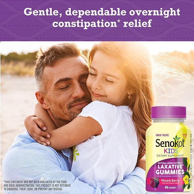 Senokot Kids Mixed Berry Laxative Gummies 2+, Senna 40 ct