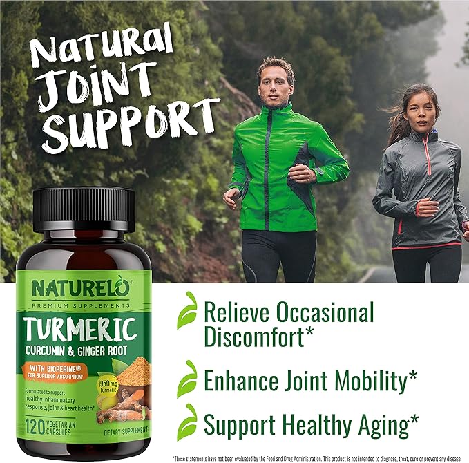 NATURELO Turmeric Curcumin with BioPerine 120 Vegan (2 Pack)