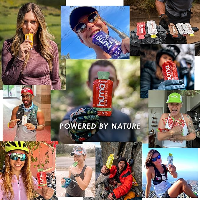 Huma Plus (Double Electrolytes) - Chia Energy Gel, Orange Mango, 12 Gels - Stomach Friendly, Real Food Energy Gels