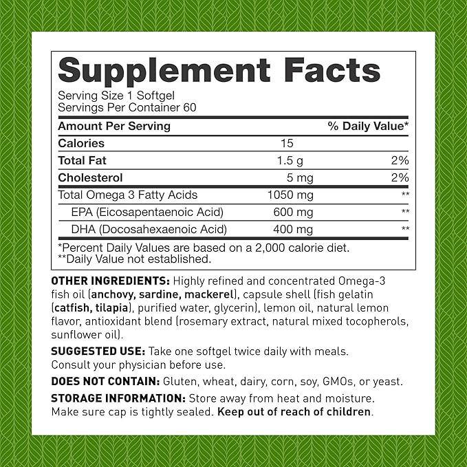 Dr. Amy Myers Complete Omega-3 Softgel 1000mg of 170% More 60 Capsules, 2 Month