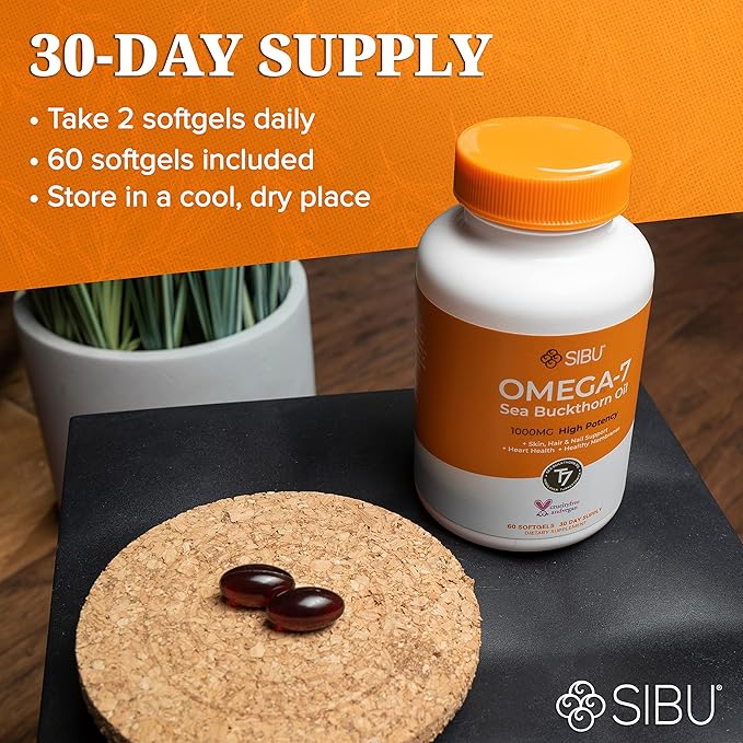 sibu Omega-7 Softgels, Premium Organic Himalayan (60ct, 30 30 Day