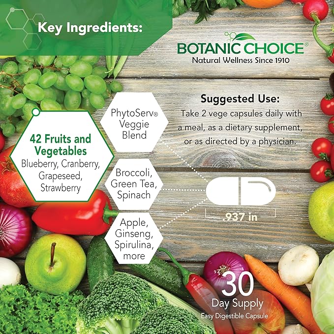 Botanic Choice Mega Fruits and Veggies Blend 42 Fruit 60 Capsules