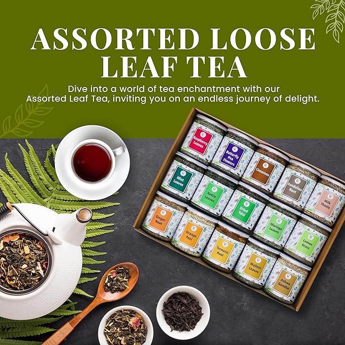 Assorted Loose Leaf Tea 15 Delightful 900 Servings 100% Raw