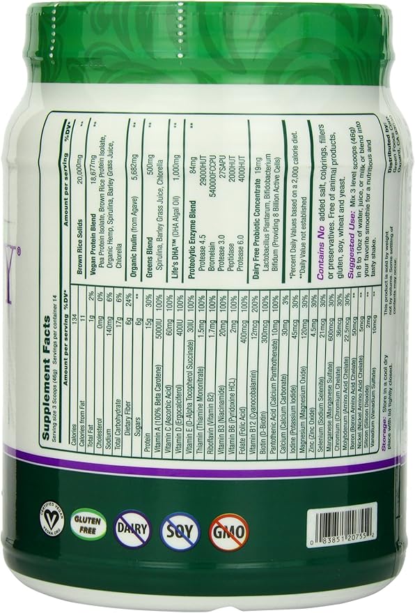 Green Foods True Vitality Plant Protein 22.7 Ounce