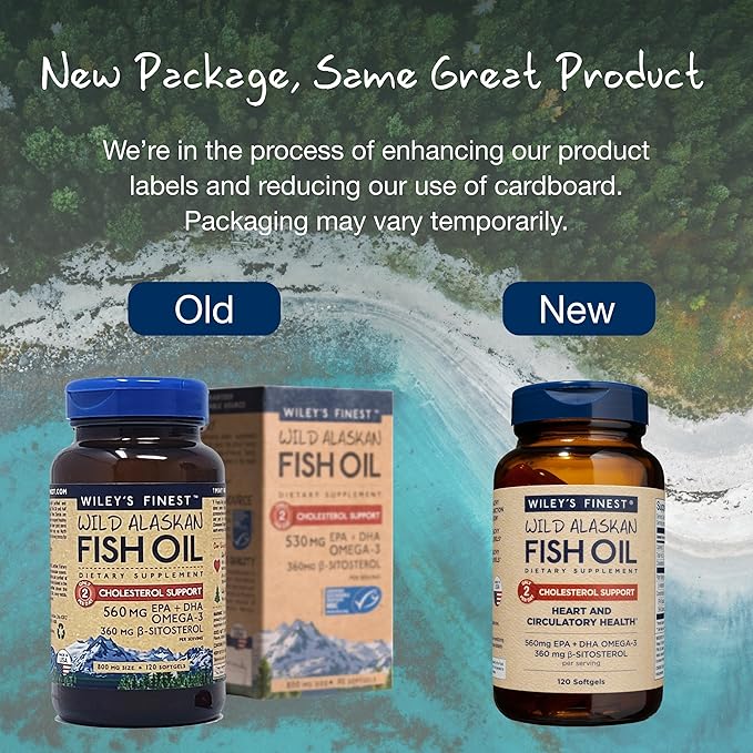 Wiley's Finest Wild Alaskan Fish Oil 560mg Omega-3s Omega-3s - 120 Softgels (60 Servings)
