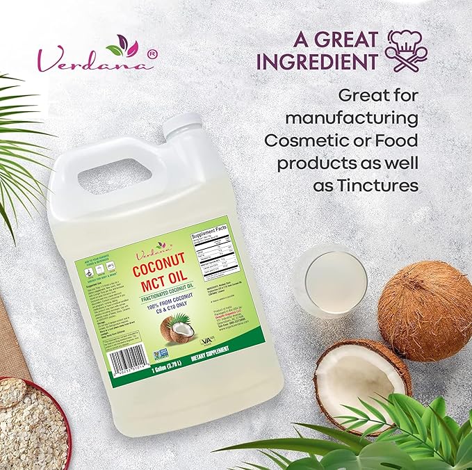 Verdana MCT Oil, Fractionated, 100% from Coconut - 1 Gallon - Kosher Food Grade, Vegan, Non-GMO - Great for Keto and Paleo Diet, Oil Pulling Oral Rinse Mouthwash (128 Fl Oz)…