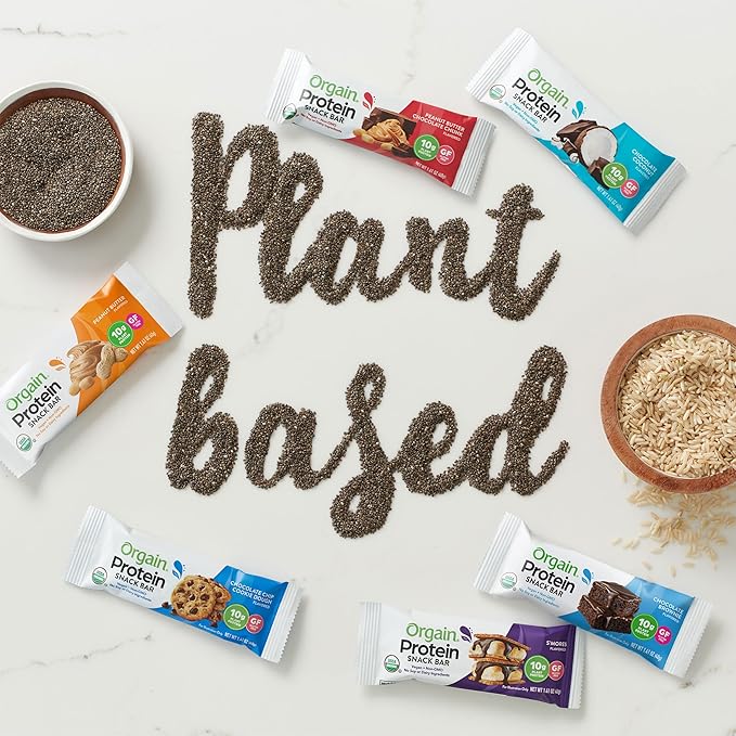 Orgain Organic Vegan Protein Bars, Chocolate 10g Plant 1.41 Oz 12)