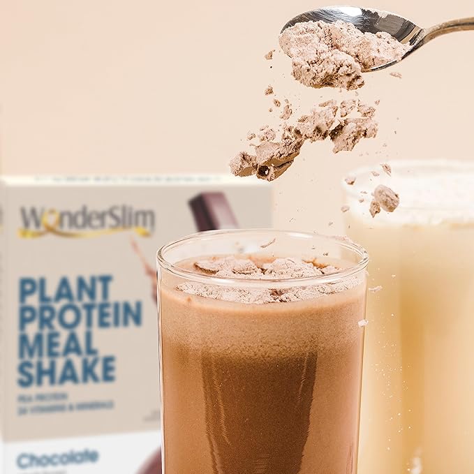WonderSlim Plant Based Meal Replacement Shake, Chocolate, 15g Protein, Keto Friendly & Low Carb, Low Sugar, Gluten, Soy, & Dairy Free (7ct)