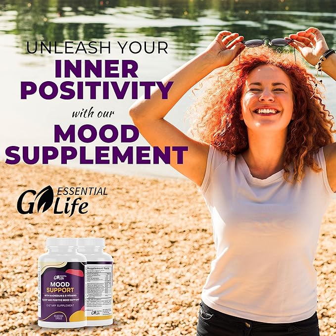 Mood Support Supplement 5-HTP, Vitamin B6-B12, and 60 Capsules