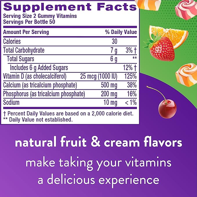 Vitafusion Chewable Calcium Gummy Vitamins Bone 50+ Multivitamin