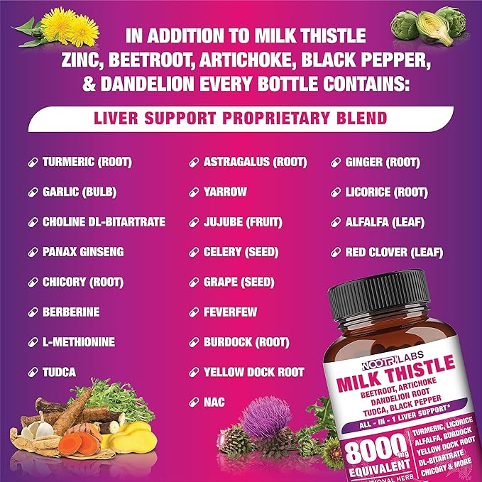 All-in-1 8000mg Highest Potency Milk Thistle 90 Vegan