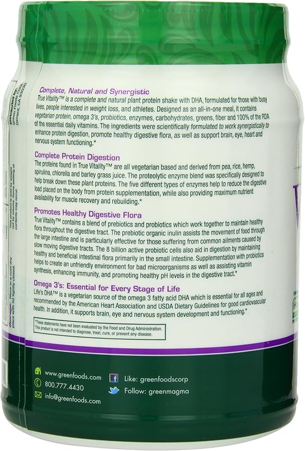Green Foods True Vitality Plant Protein 22.7 Ounce