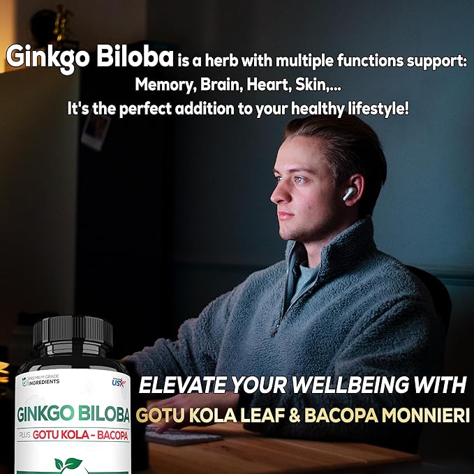 1520mg Ginkgo Biloba Supplements with Gotu 270 Capsules 3 Month