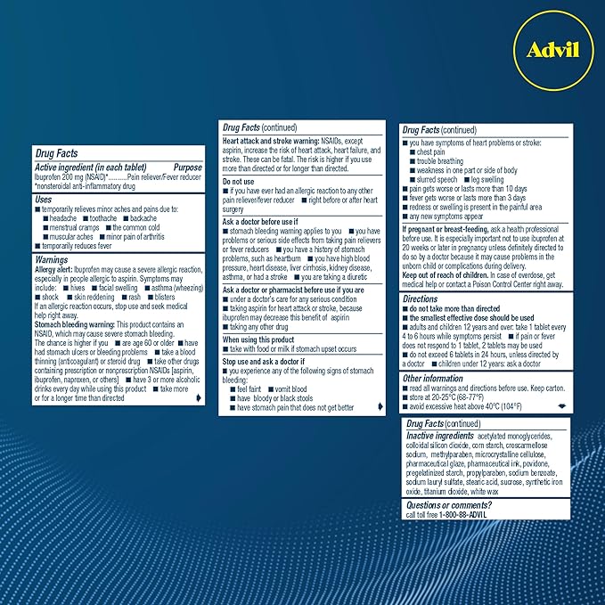 Advil Pain Reliever and Fever Reducer, 200mg for 300 Count, 2 Count