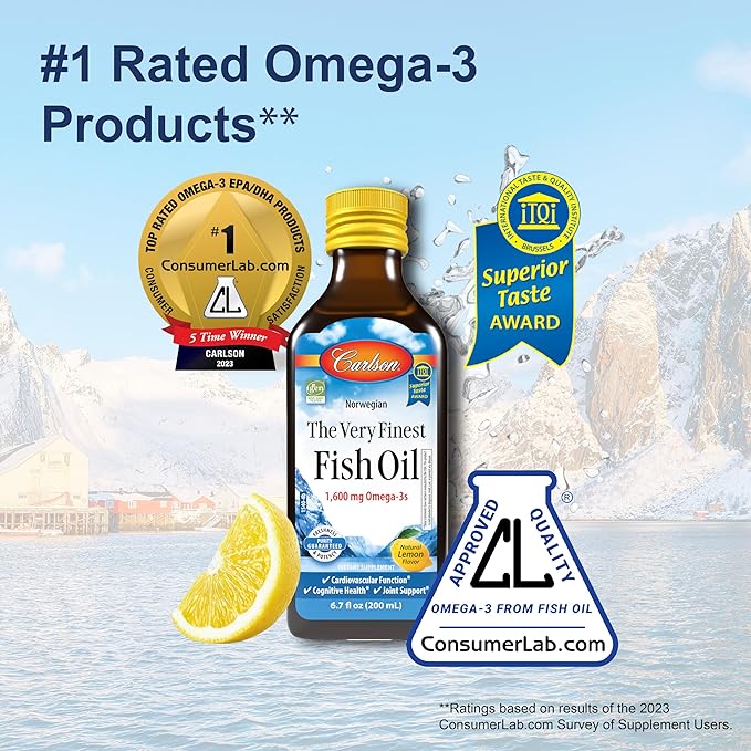 Carlson - The Very Finest Fish 1600 mg Omega-3s, Liquid 200ml, 6.7 6.7 Fl