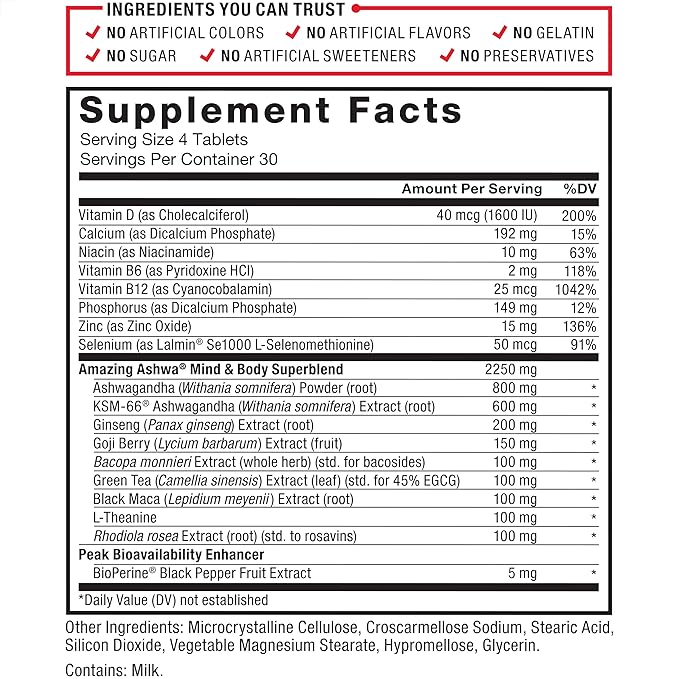 FORCE FACTOR Amazing Ashwa for Stress Relief, Memory, Focus, and Immune Support Health, Ashwagandha Supplement with KSM-66 Ashwagandha for Stress, Vitamins, Minerals, and Antioxidants, 120 Tablets