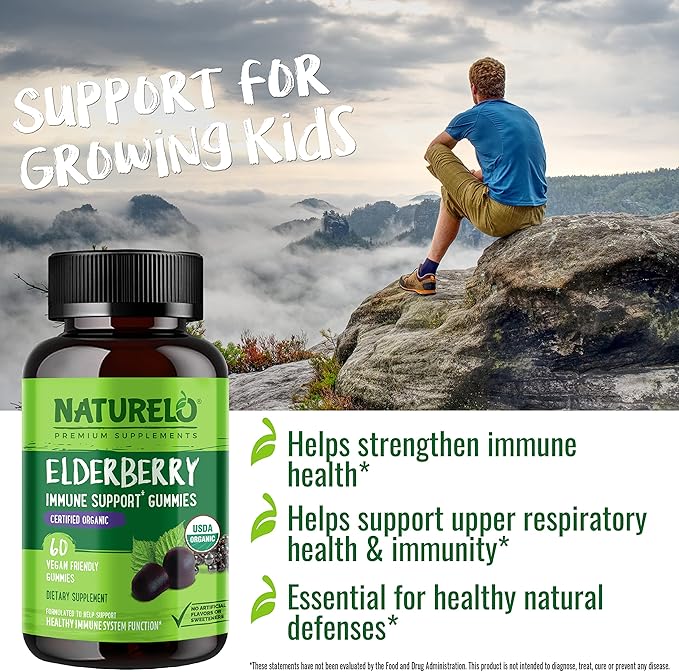 NATURELO Elderberry Gummies – Immune Support 60ct